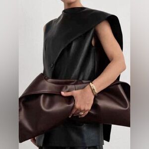 $280 New Pixie Market Vegan Leather Sleeveless Scarf Jacket M